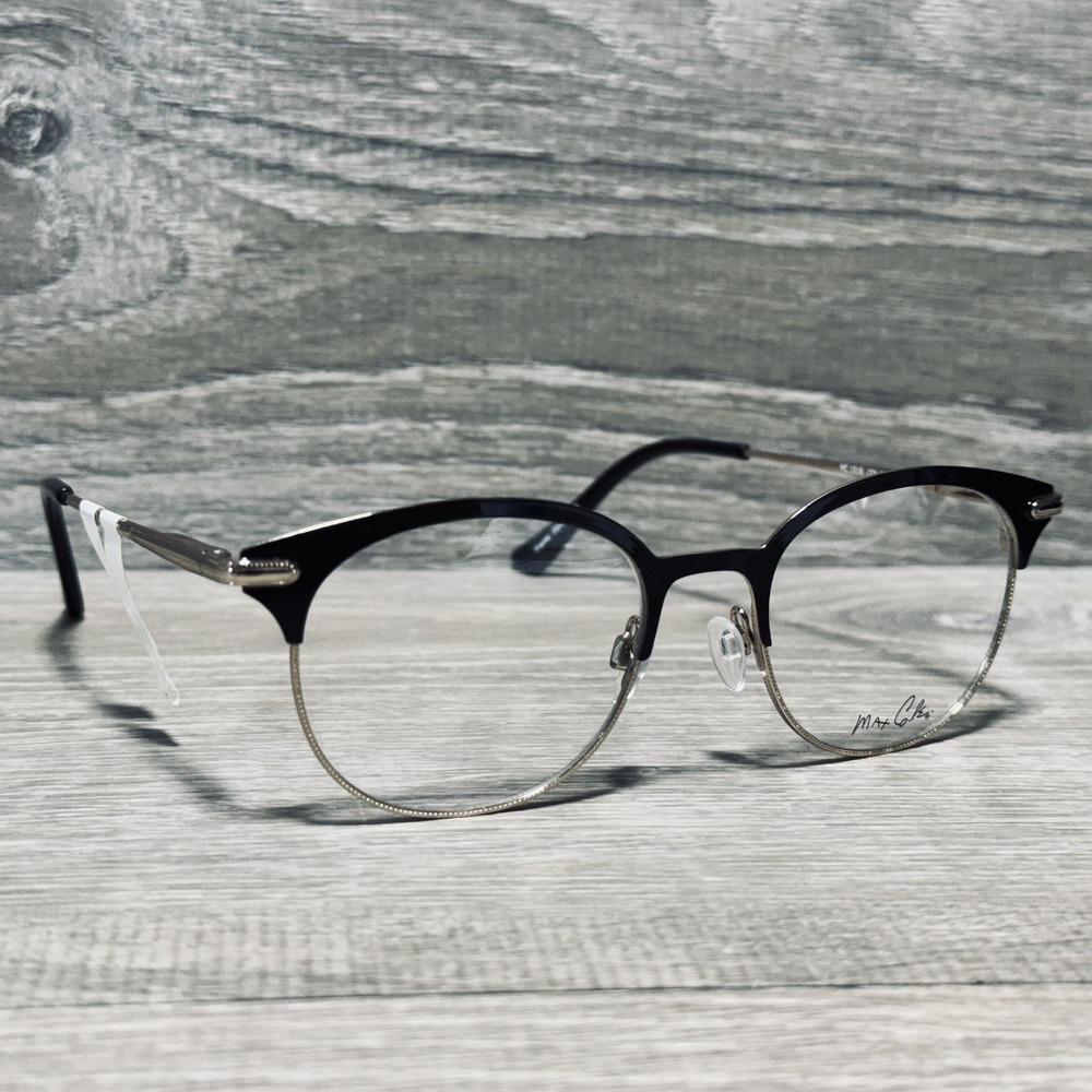 Max Cole MC 1518 Eyeglass Frames Womens 50-19-145 Black Round Clubmaster Optical